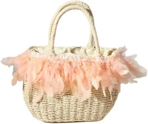 Straw Tote Rattan Summer Purse Handbags Straw Bags for Summer Raffia Tote Beach Purse Shopping Vacation Holiday