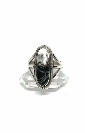 Terry Wood Oval White Buffalo Ring (Size 9)