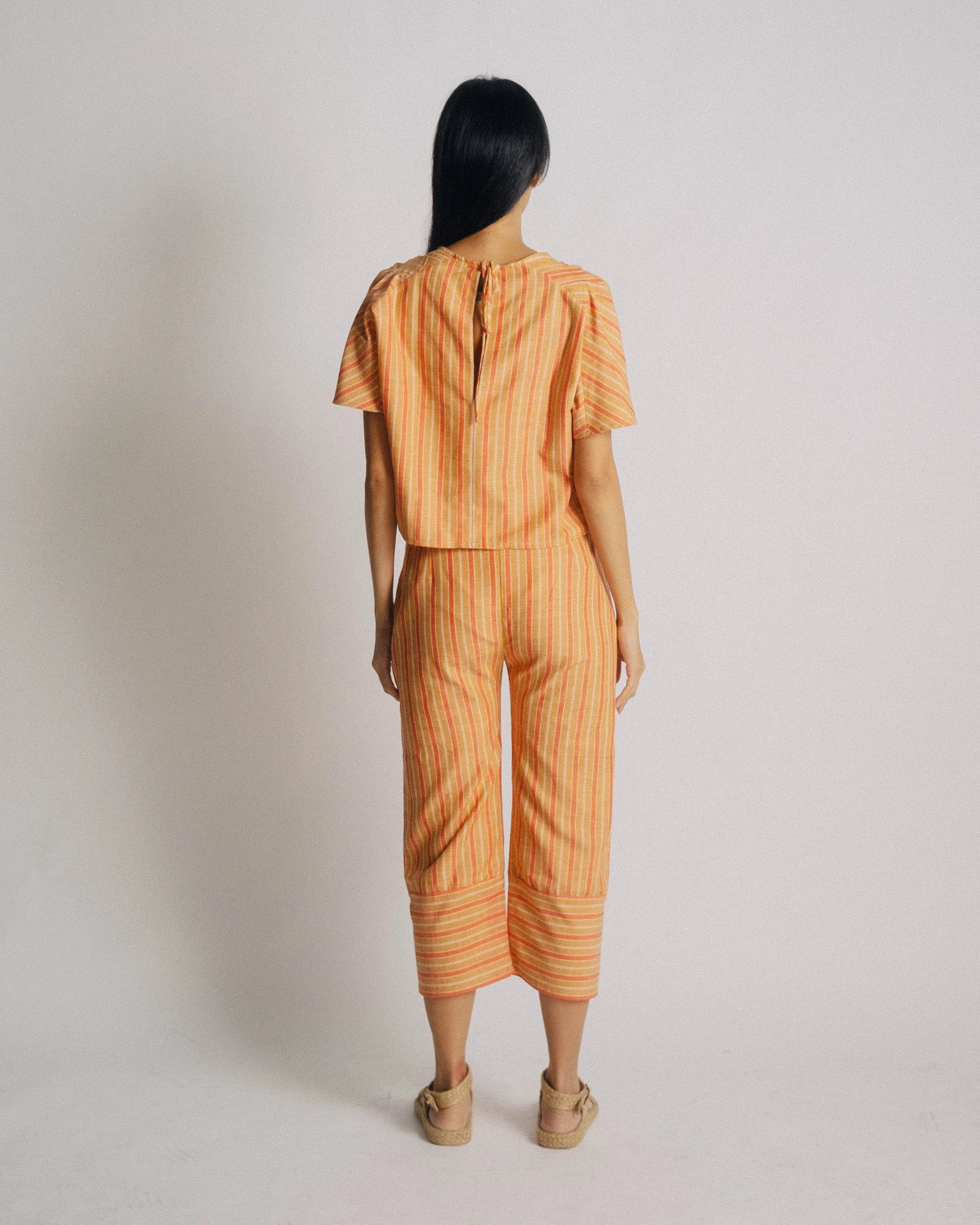 Tie Trousers - Pink Yellow Stripes