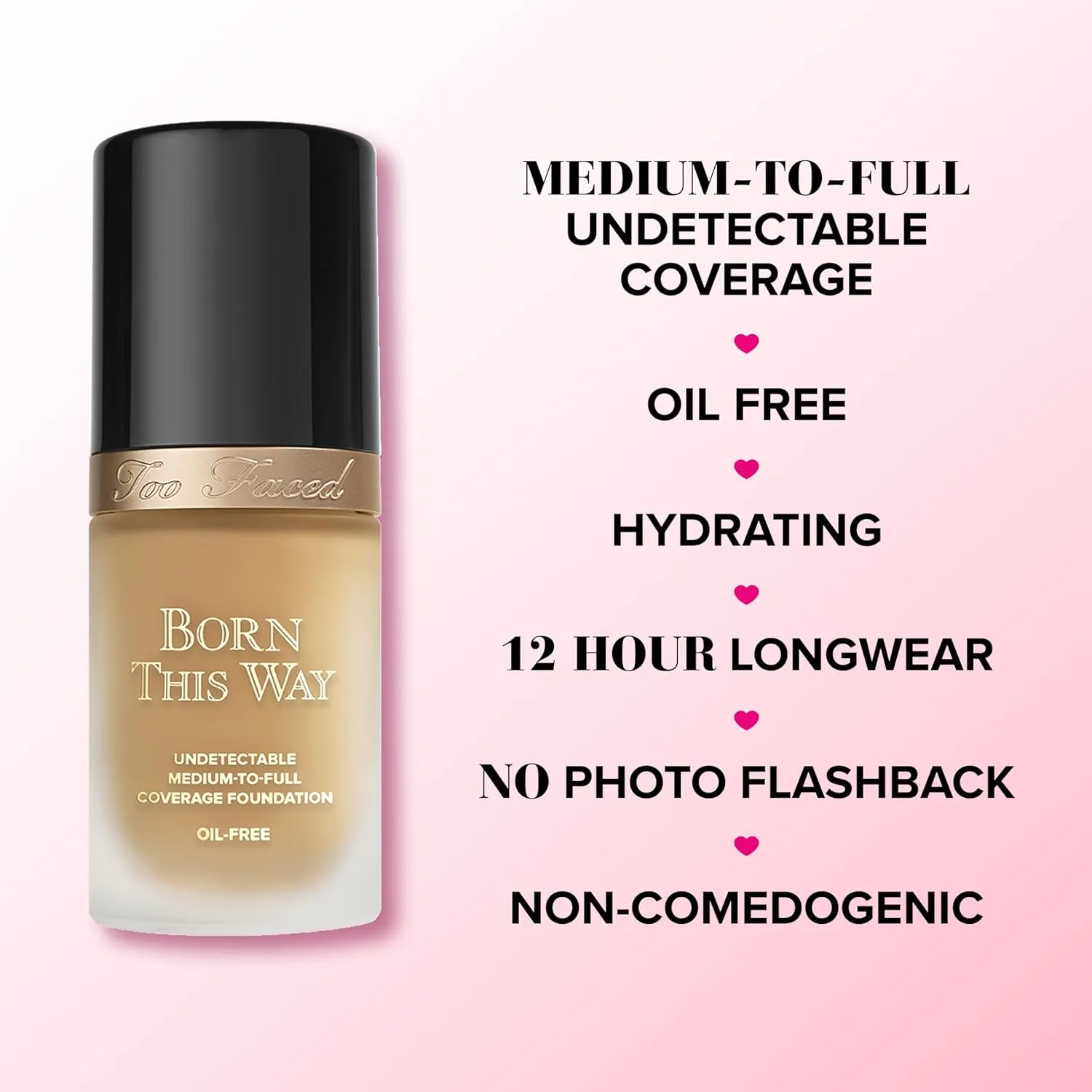 Too Faced Born This Way Natural Finish Longwear Liquid Foundation | Medium-To-Full Coverage | Hydrating   Oil Free