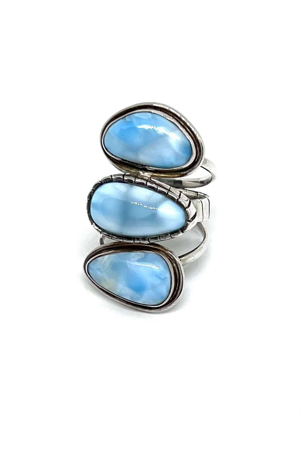 Triple Stone Larimar Ring (Size 6)