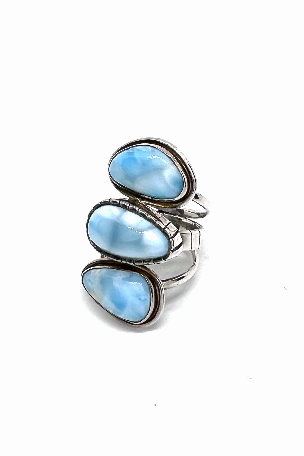 Triple Stone Larimar Ring (Size 6)