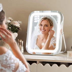 Vanity Mirror with Lights, 10" x 12" LED Makeup Mirror, Lighted Makeup Mirror with Lights, Smart Touch Control Dimmable 3 Modes Light, Lighted Up Mirror for Makeup Desk,Bedroom,Dressing Room