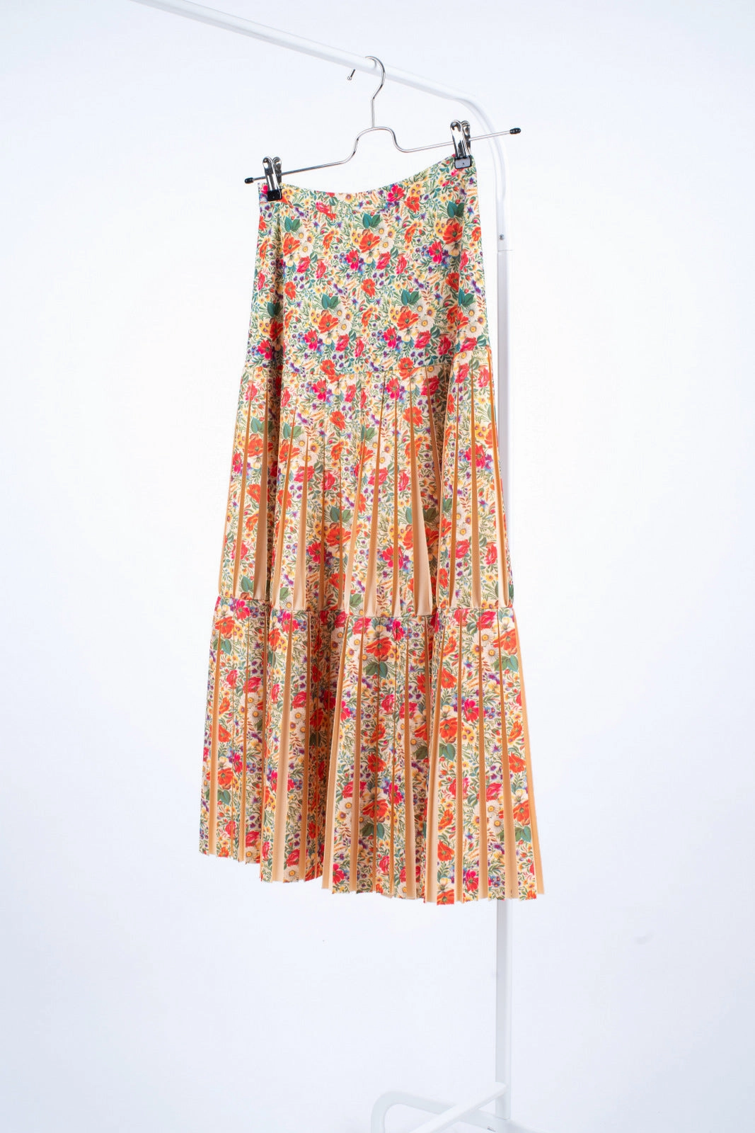 Vintage Floral Pleated Fit And Flare Midi Skirt, EU 36, US 6