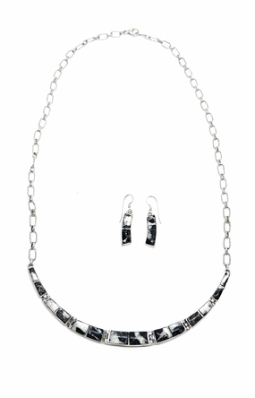 White Buffalo Inlay Necklace and Earring Set