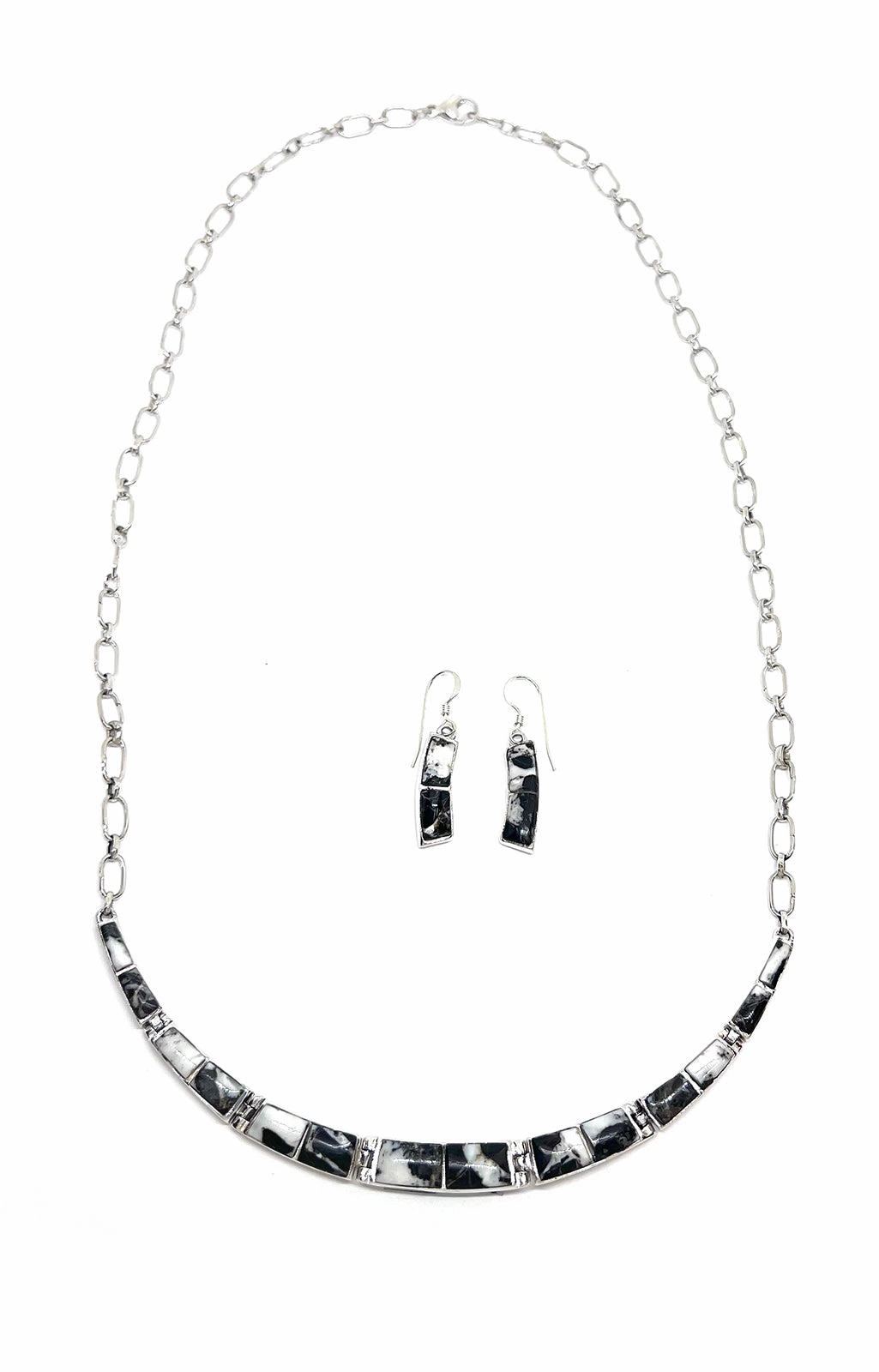 White Buffalo Inlay Necklace and Earring Set
