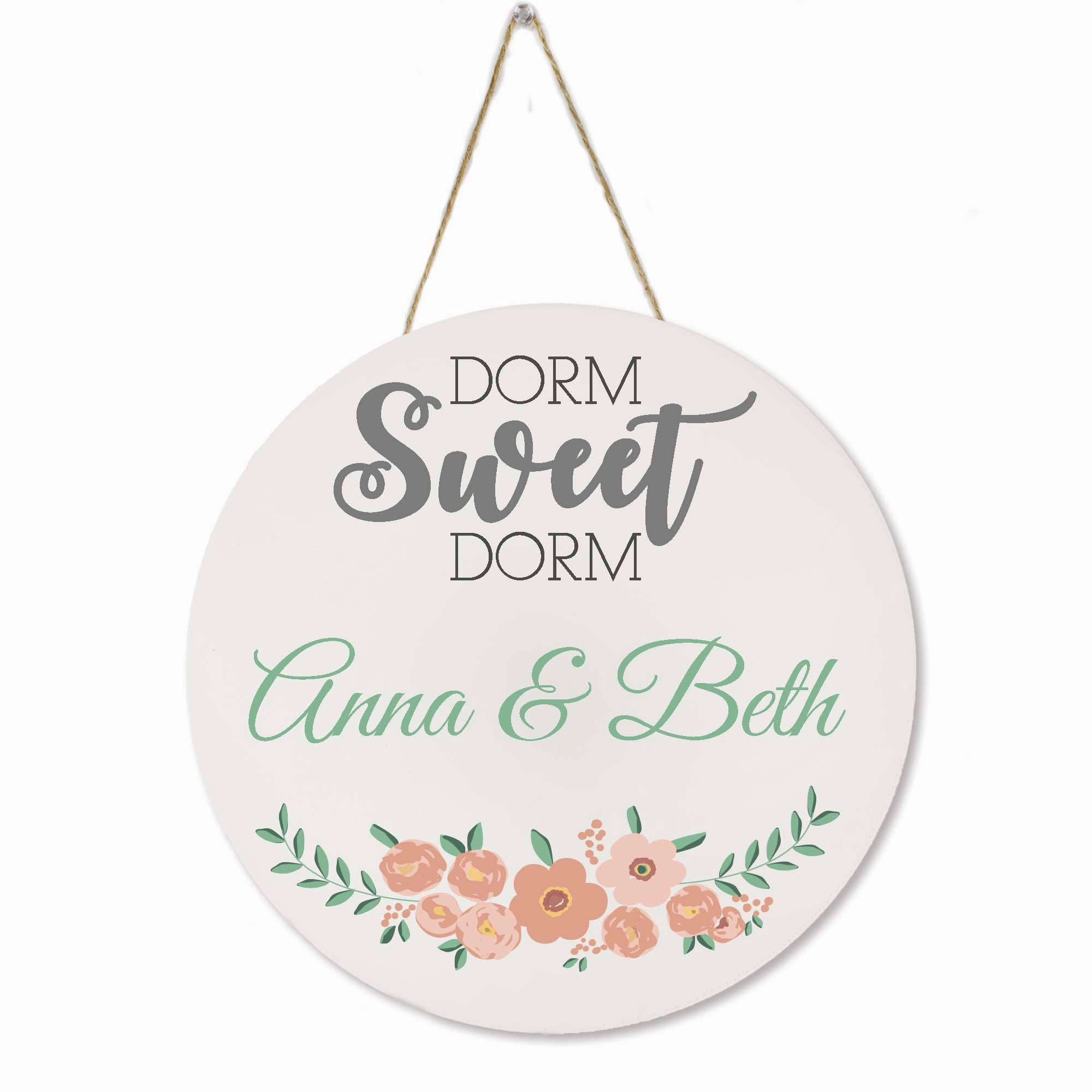 White Dorm Sign - Blush Floral