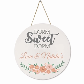 White Dorm Sign - Blush Floral