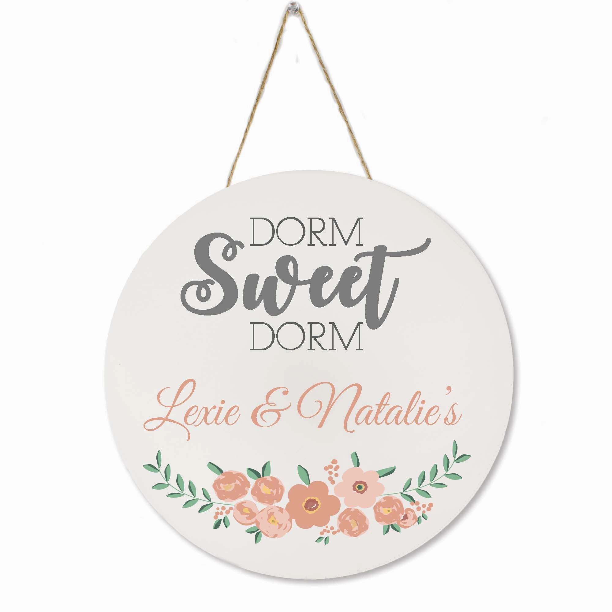 White Dorm Sign - Blush Floral