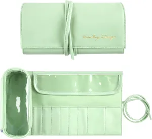 WiseBoy Makeup Brush Bag, Travel Makeup Brush Organizer, Cosmetic Bags Roll Up Brush Storage Bag with Transparent Waterproof Makeup Brushes Holder for Women and Girls