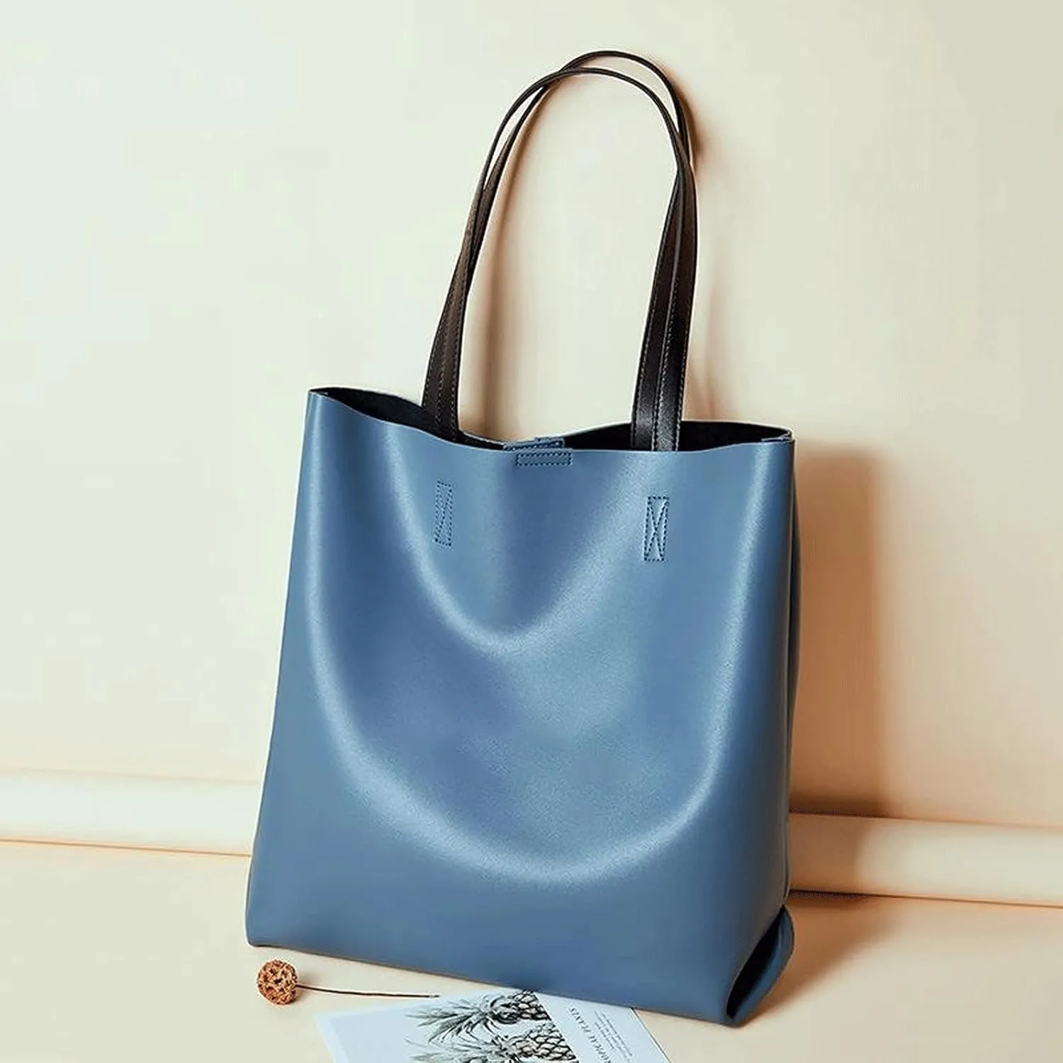 Women's Handbags Genuine Leather Shoulder Bag for Women Designer Ladies Handbag Large Capacity Casual Totes Female Composite Bag(Black)
