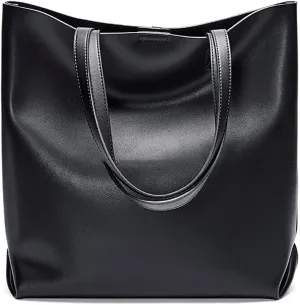 Women's Handbags Genuine Leather Shoulder Bag for Women Designer Ladies Handbag Large Capacity Casual Totes Female Composite Bag(Black)
