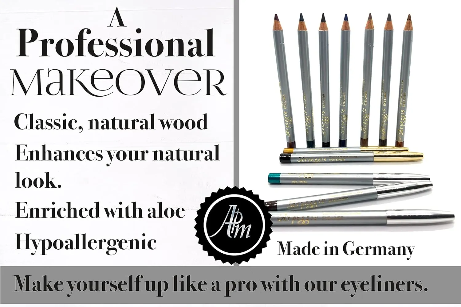 Wood Eyeliner Pencil Water Resistant and Long Lasting Professional Use Eye Makeup in 12 Shades Glides easy and hydrates with aloe enriched formula Made in Germany (Dark Green)