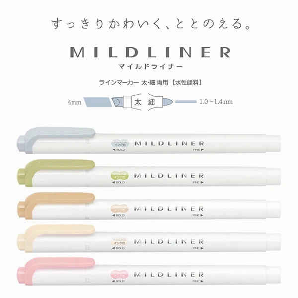 Zebra Mildliner Highlighter New Colour Natural | 5 Color Set WKT7-5C-NTC