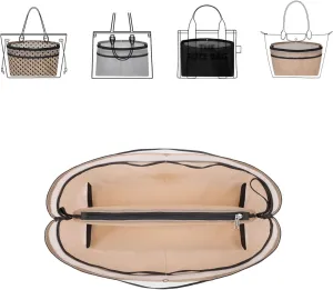 ZTUJO Purse Organizer Insert For Handbags,Mesh Bag Organizer Insert With Zipper Bag Tote Shaper Fit Speedy Neverful PM MM le Pliage,Light Weight (Beige, Medium)